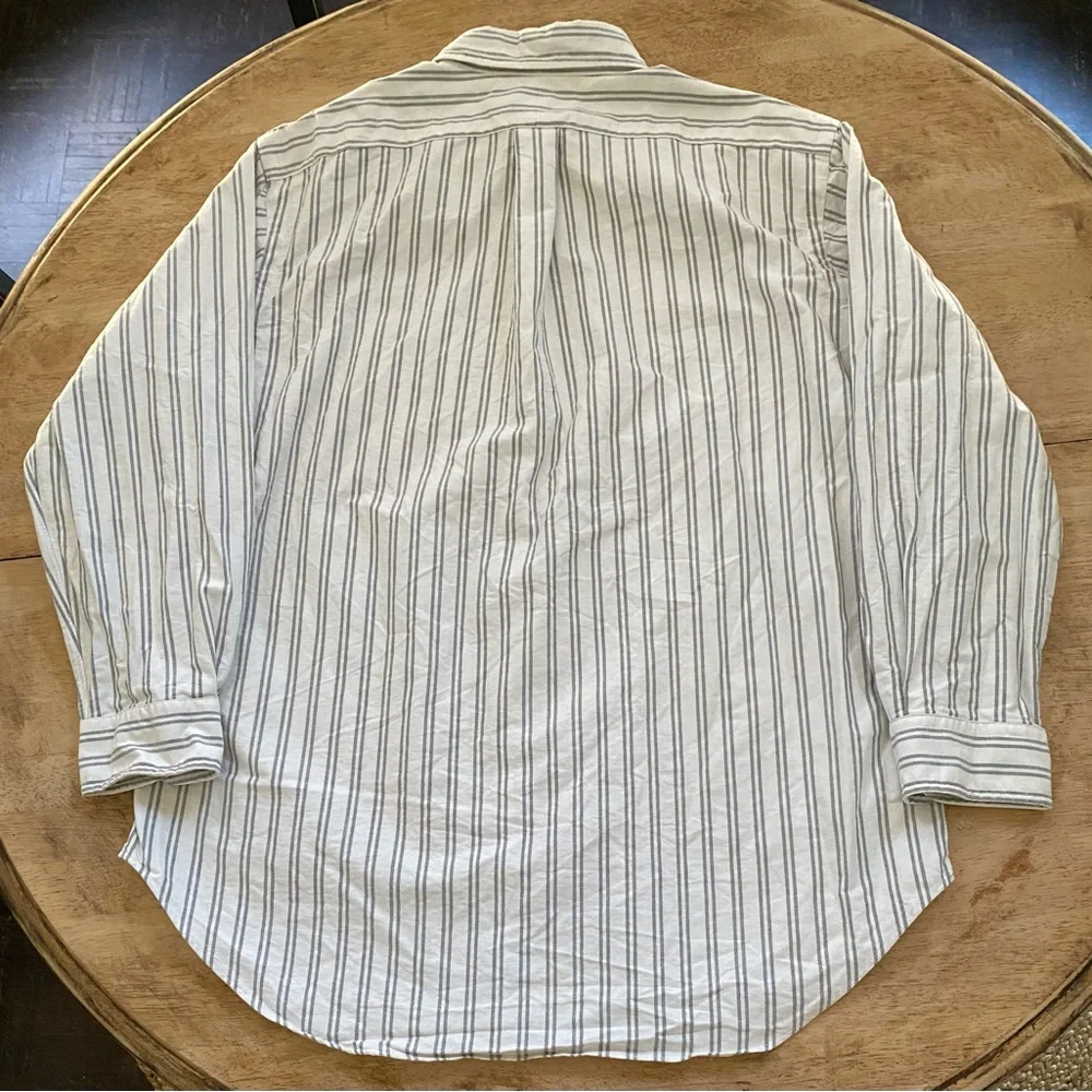 Polo Ralph Lauren Classic Fit Men’s Sz 17 34/35‎ White/Gray Pinstripe Oxford